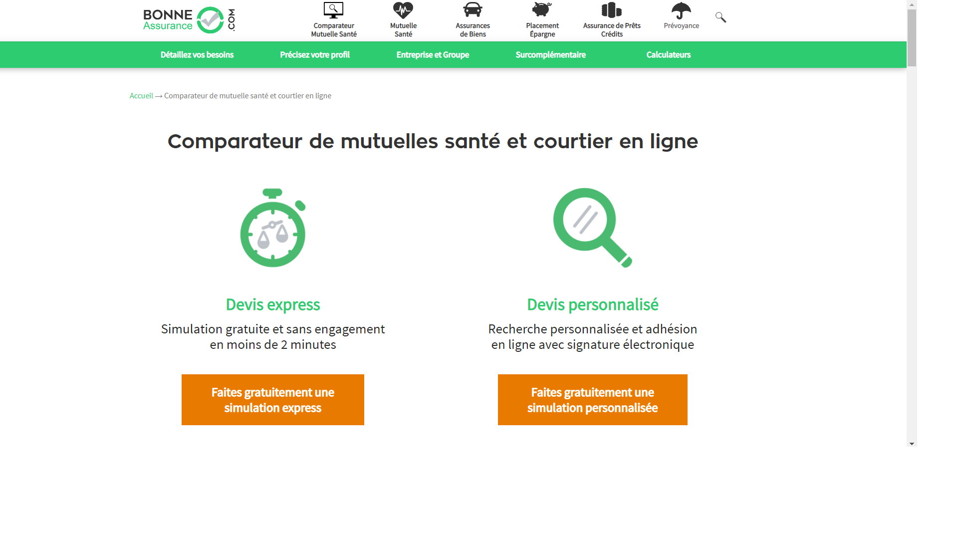 page comparateur courtier bonne assurance mutuelle santé