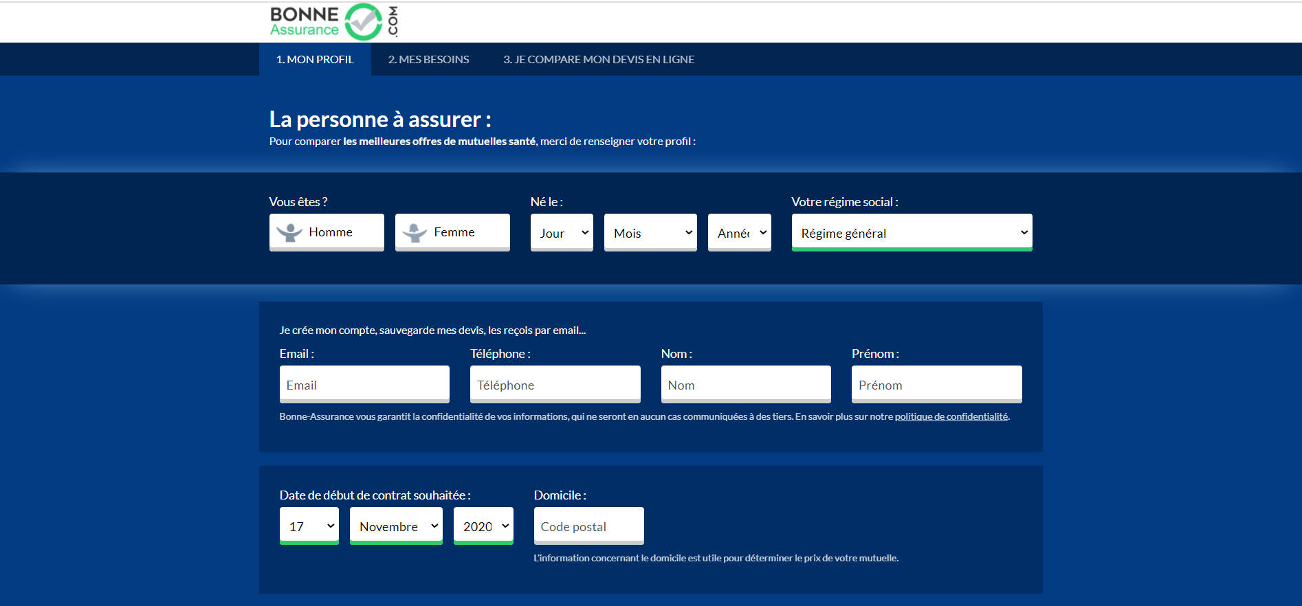 devis express questionnaire profil moi